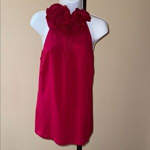 Gorgeous Classic Ann Taylor Pink Ruffled Neck Sleeveless Blouse Size 4